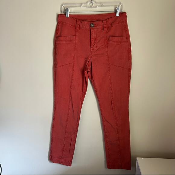 CAbi Burnt Orange Mid-Rise Straight Leg Pockets Center Seam Khaki Pants Size 10 - Picture 2 of 13
